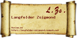 Langfelder Zsigmond névjegykártya